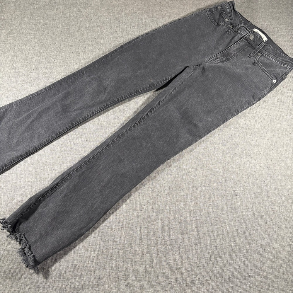 Madewell Cali Demi-Boot Jeans Womens 26T Black Raw Hem Stretch Denim